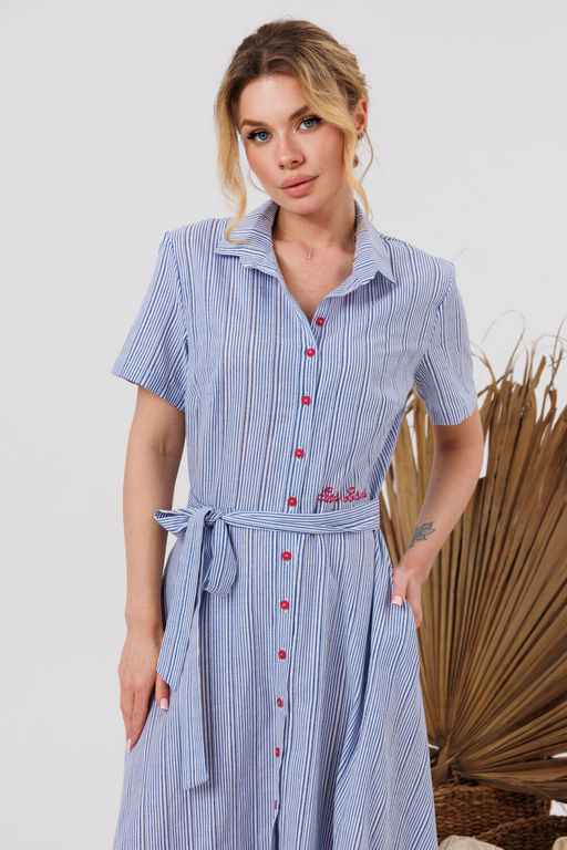 Платье AMORI 9847 полоска голубая фото 2