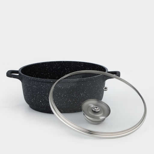Кастрюля Доляна «Элит», 2 л, d=20 см, h=9 см, литые ручки, антипригарное покрытие, литой алюминий, чёрная