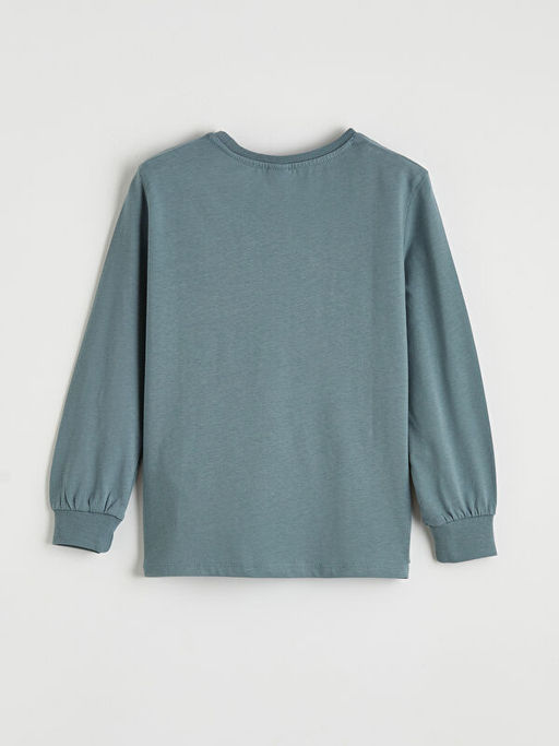 Bask?l? Bisiklet Yaka Erkek ?ocuk Pijama Tak?m?