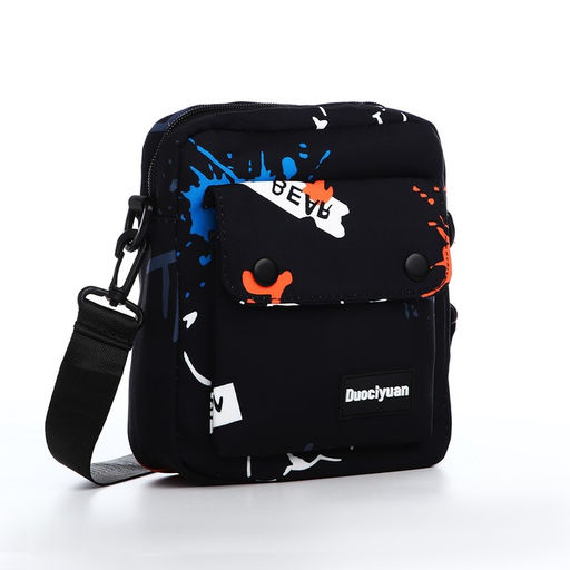 Сумка молодёжная на молнии, наружный карман, цвет чёрный - Simaland фото 2