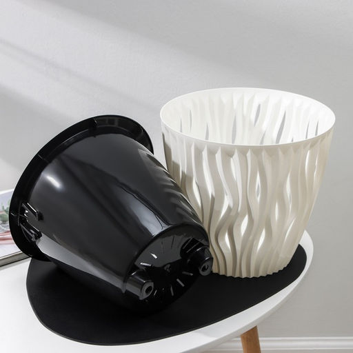 Кашпо для цветов со вставкой «Вдохновение», 7.5 л, белое/чёрное