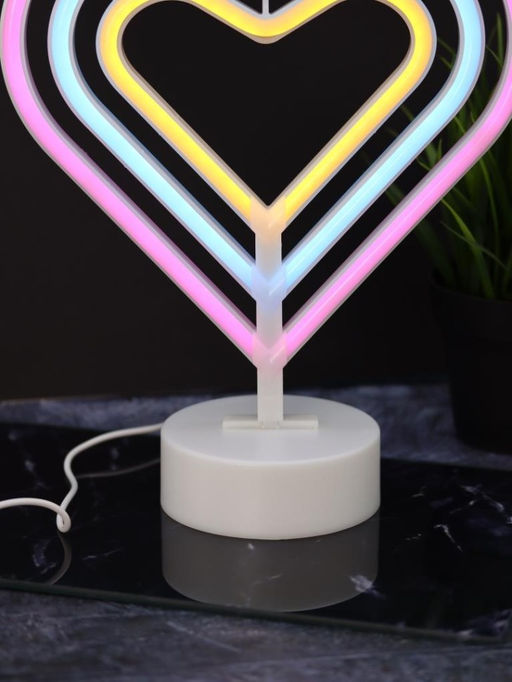 Неоновый LED ночник настольный "Native hearts", свечение mix (28*23 см)
