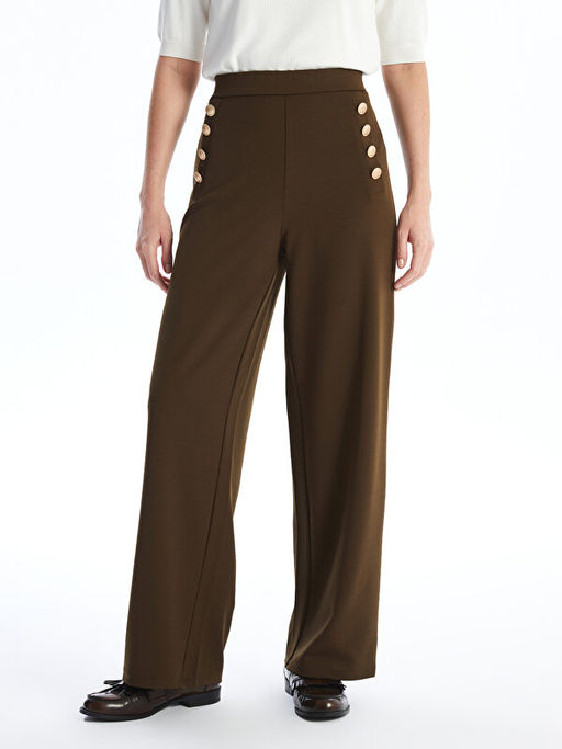 Beli Lastikli D?z Geni? Pa?a Kad?n Pantolon