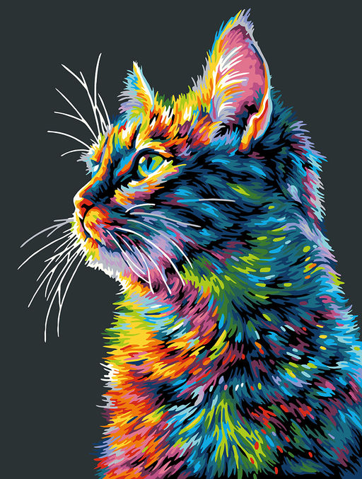 ФРЕЯ PNB/PMB-294 Набор для раскрашивания по номерам ( эффект черного холста ) 40 х 30 см Портрет котика