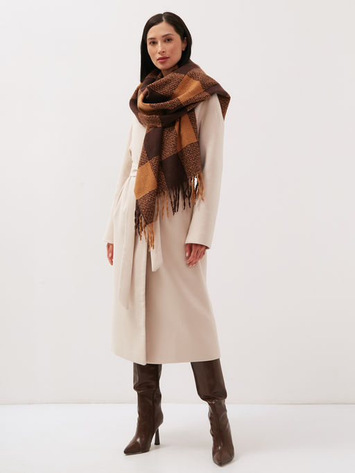 в составе шерсть Большой, мягкий, теплый двусторонний палантин с принтом. - Tantino фото 5