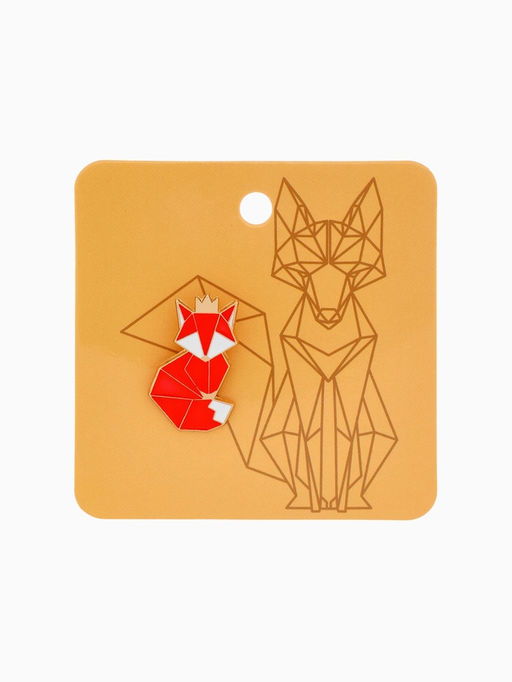 Значок Графичные животные лиса, оранжево-белый в золоте