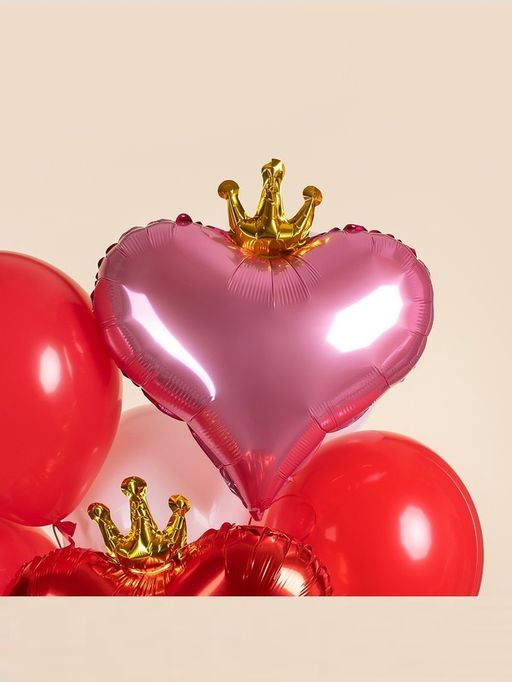Воздушные шары фольгированные 18 Сердце с короной, 5 шт. - Страна карнавалия фото 2