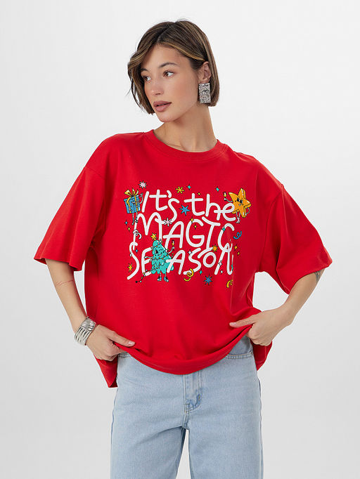 Футболка женская новогодняя с надписью Its the magic season - Mark formelle фото 6
