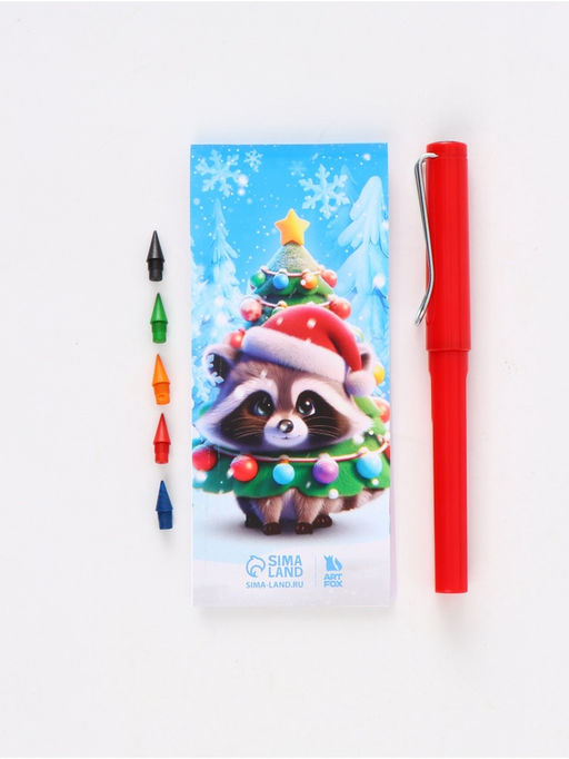Подарочный набор новогодний «Енотик», блокнот, вечный карандаш, сменные грифели