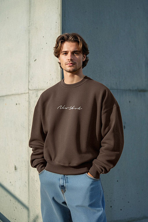 Kahverengi Regular/Normal Kesim Nak__l_ __i Polarl_/S_cak Tutan Sweatshirt TMNAW23SW00481 - Trendyolmilla фото 2