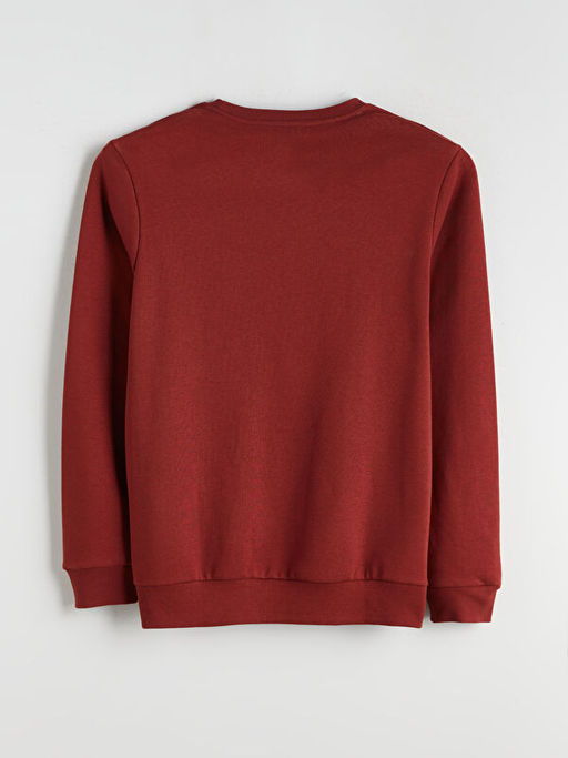 Bisiklet Yaka Bask?l? Erkek Kal?n Sweatshirt