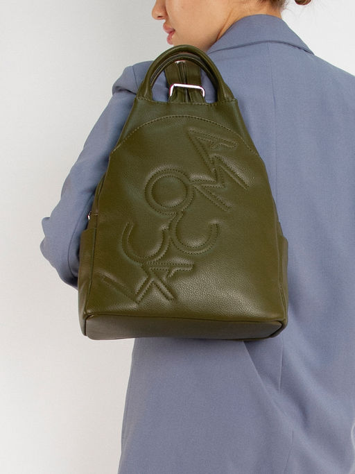 LACCOMA рюкзак Адель-24-L815-хаки эко кожа хлопок фото 6