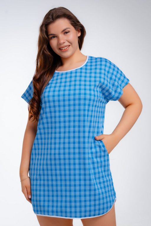 Туника женская Социал клетка голубая