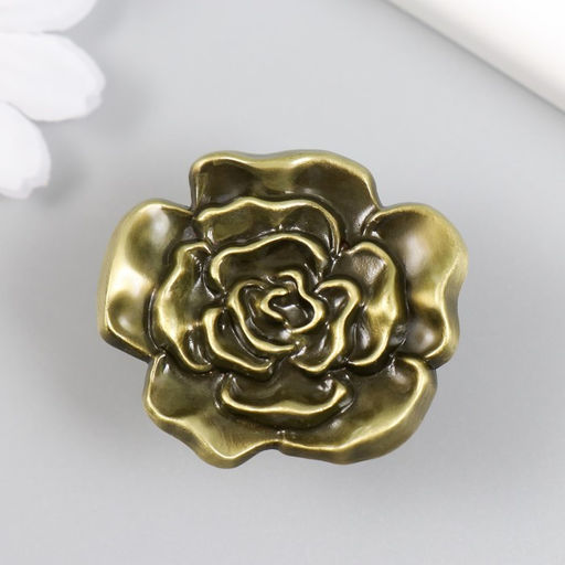 Ручка для шкатулки металл «Пион», бронза, 3.9×4.4×2.5 см