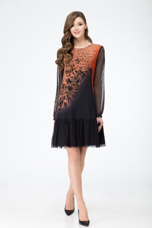 Платье Svetlana Style 1054 черный с оранжевым