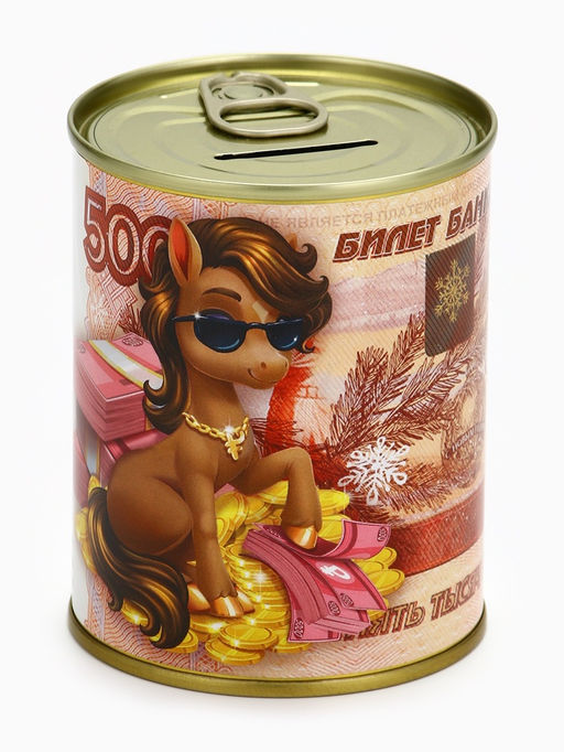Копилка банка новогодняя Счастливая купюра, металл, 7.5?9.5 см