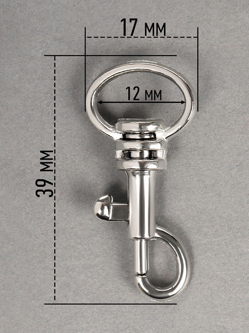 Карабин металл TBY-AX09.2-12 39х17мм (внутр. 12мм) цв. никель уп. 10шт