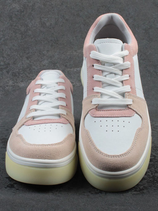 03-YG453-1 WHITE/PINK/BEIGE/LT. BLUE Кроссовки женские (натуральная кожа) - Фабричный китай фото 13