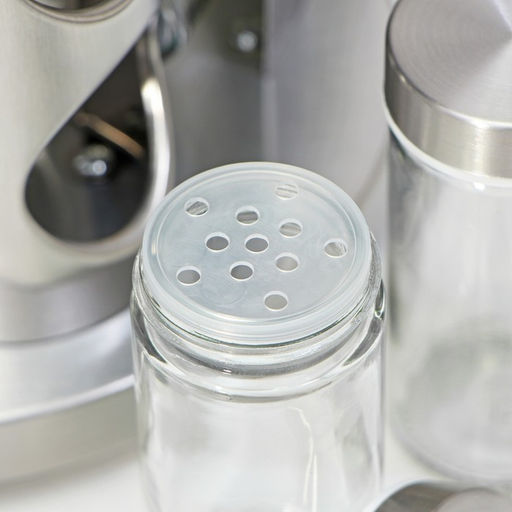 Набор для специй на подставке «Профи», 19×20 см, 12 шт., стекло, серебристый