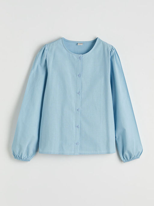 Bisiklet Yaka K?z ?ocuk Poplin G?mlek