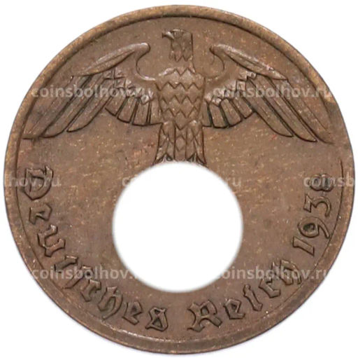 Монета 1 рейхспфенниг 1938 года A Германия