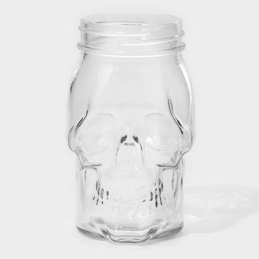 Кружка Доляна «Череп. Хэллоуин», 400 мл, 9×14.5 см, с крышкой и трубочкой, стекло, МИКС