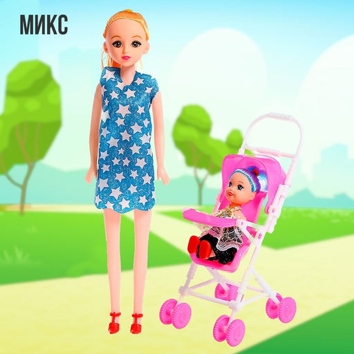 Кукла-модель Мама с дочкой с коляской, МИКС - Simaland фото 24
