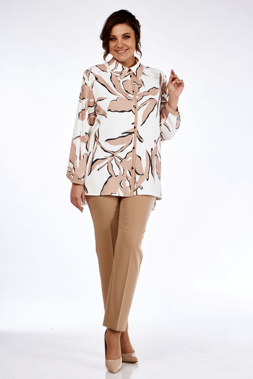 Костюм Элль стиль 2264 белый/бежевый  фото 2