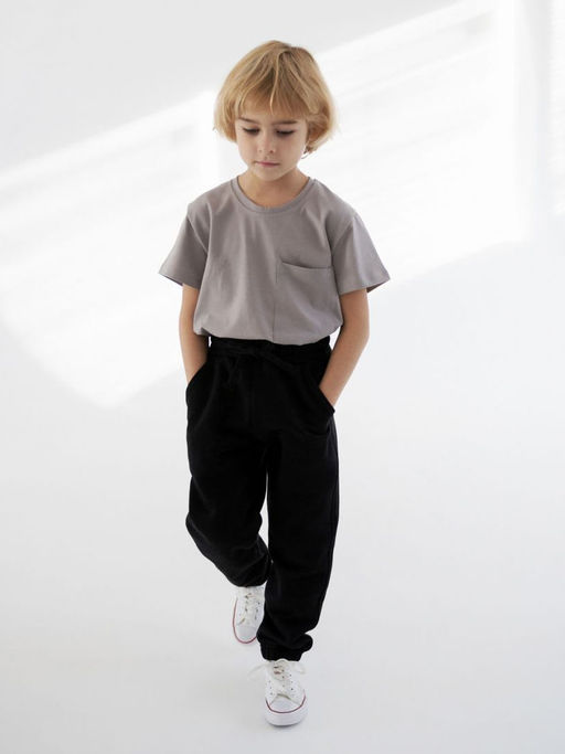 Джоггеры детские без утепления 3х нитка петельный, черный - Lesi kids фото 13