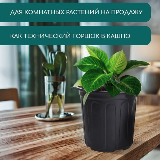 Цена за 6 шт. Горшок для рассады, 2 л, d=16 см, h=15 см, мягкий пластик, чёрный, Greengo