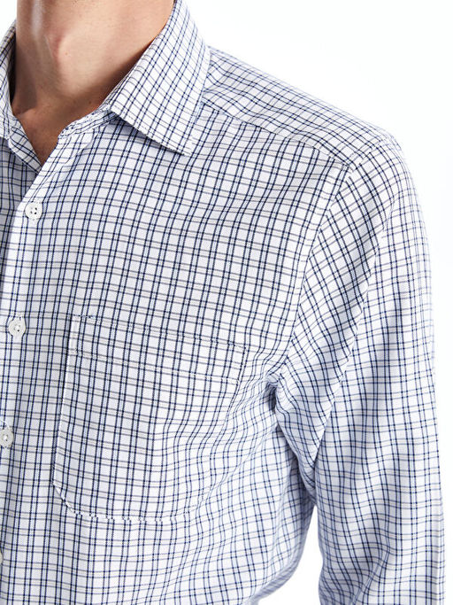 Regular Fit Uzun Kollu Ekose Gabardin Erkek G?mlek