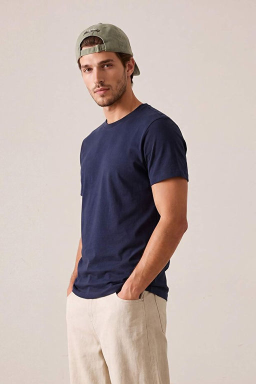 Grimelanj-Siyah-Beyaz-Haki-Lacivert 5li Slim/Dar 5li Paket %100 Tok Kuma_ T-shirt TMNAW20TS0243 - Trendyolmilla фото 2