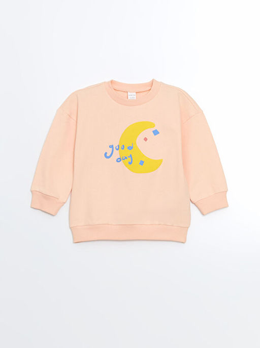 Bisiklet Yaka Bask?l? Erkek ?ocuk Sweatshirt