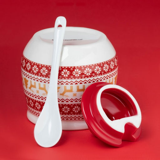 Сахарница новогодняя Доляна «Финский лес», 350 мл, керамика, белая