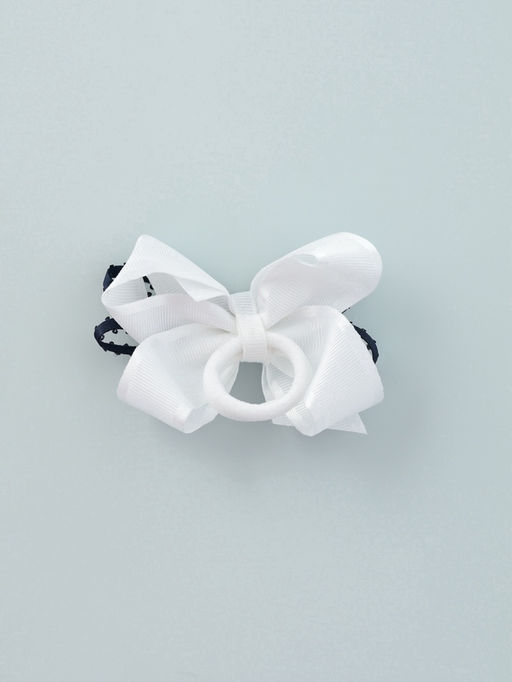 Цена за 6 шт. Бант для волос на резинке «Школьница», штрихи, 8 см, бело-синий