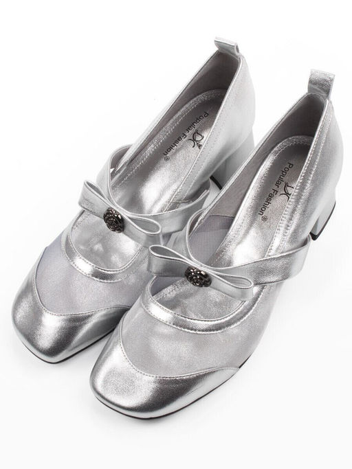 06-H36A-55C GREY/SILVER Туфли женские (натуральная кожа)