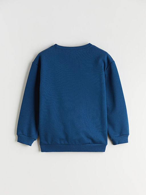 Bisiklet Yaka Minecraft Bask?l? Erkek ?ocuk Sweatshirt
