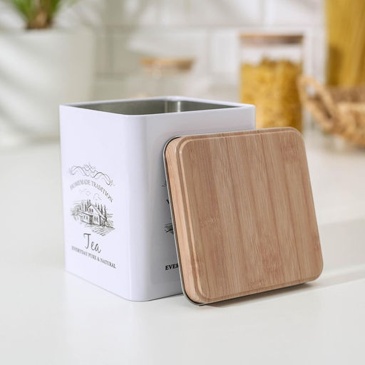 Банка для чая «Дом и поле», 12×10×10 см, белая