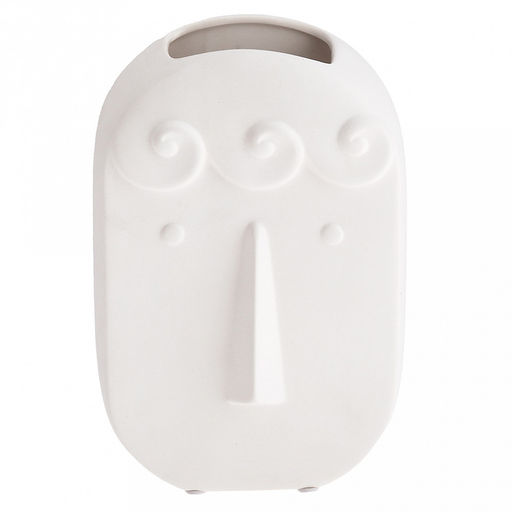 Ваза керамическая "Маска" 1,2л, 14х7,5см h21,8см, горло - 7,3х4,8см, матовая, фактурная глазурь, цвет - белый, в коробке (Китай)