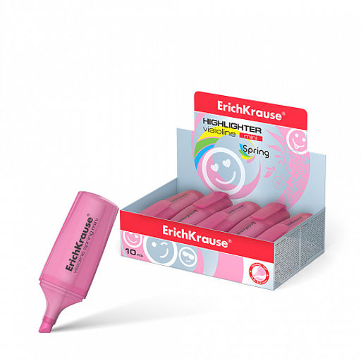 Цена за 10 шт. Текстмаркер ErichKrause® Visioline Mini Spring, цвет чернил голубой (в коробке-дисплее по 10 шт.)