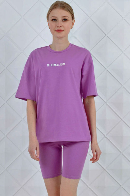 Арт. 5727 Костюм с велосипедками 42-50 (5 шт) Цвет:верх- пудра, низ- пудра