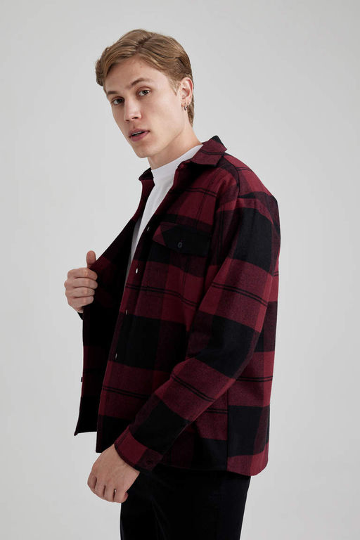 Рубашка Relax Fit в клетку с длинным рукавом Lumberjack - Defacto фото 4