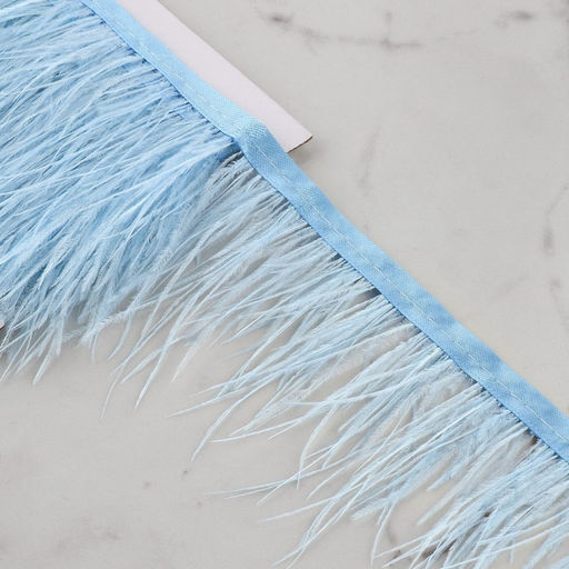 Перья страуса декоративные, на ленте, 8-10 см, 5±0.5 м, голубые