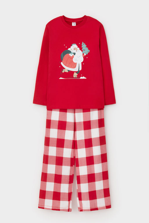 Crockid _ К 1619/насыщенно-красный,клетка виши пижама дет