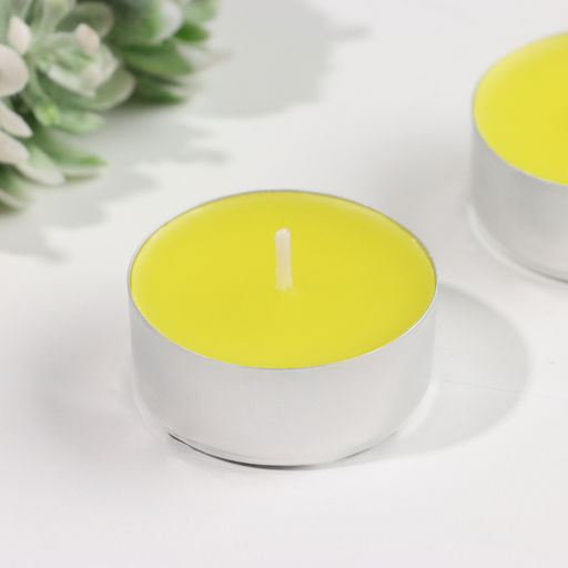 Цена за 2 шт. Набор свечей ароматических чайных «Лимон», 3.8×1.6 см, 3.5 ч, 12 г, 6 шт.