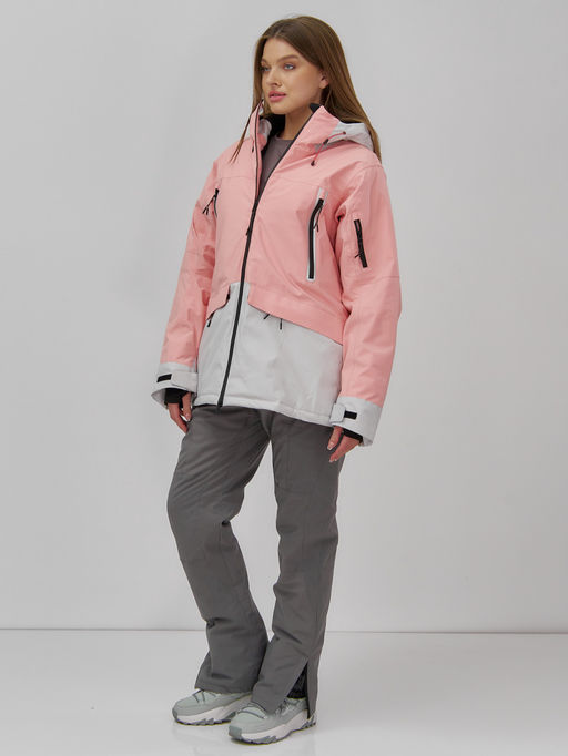 Горнолыжная куртка женская зимняя персикового цвета 7077P - Chunmai фото 9