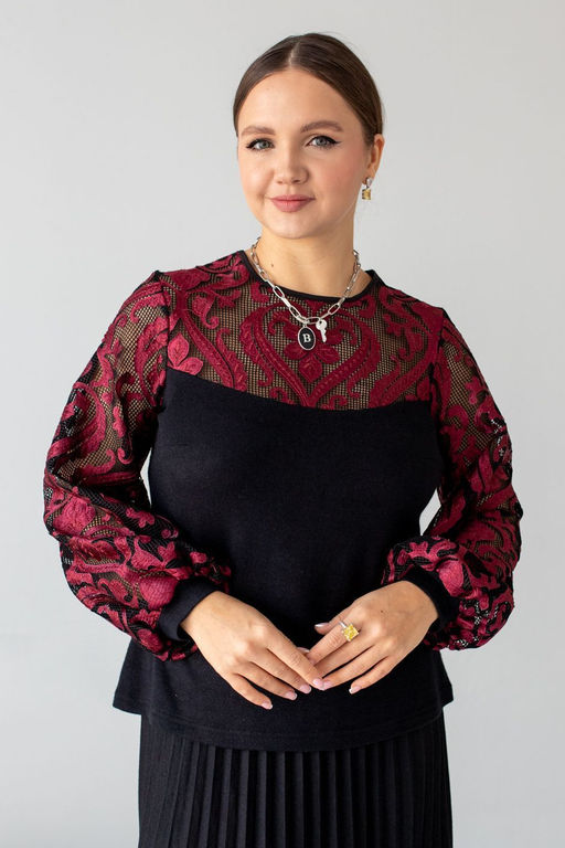 Джемпер АА-71 черно-бордовый