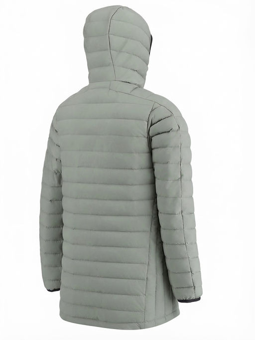 Куртка мужская удлинённая стёганая с капюшоном и графеновой подкладкой утеплитель тинсулейт