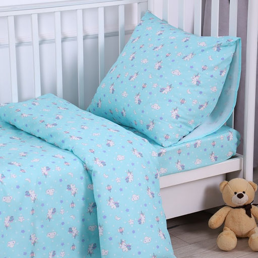 Постельное бельё BABY Единорожки бирюза 112х147см, 110х150см, 60х60см, бязь 120г/м, , хлопок 100% - Атра фото 2