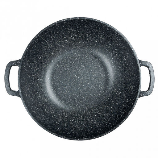 Казан с антипригарным покрытием 4л, д28см "Гранит", h10см, s0,4см, литые ручки, стеклянная крышка с пароотводом, подарочная упаковка (Россия)